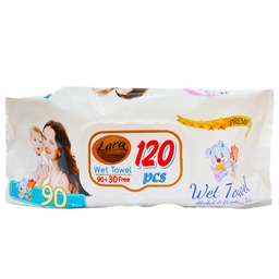 لارا بيبى مناديل - Lara Baby Wipes (بريميم, بدون, 120PC)