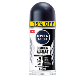 نيفيا رول اون رجالى - Nivea Roll On Men (50ml, بلاك&amp;وايت انفيزبل اوريجنال, خصم 15%)