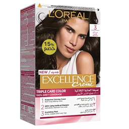 لوريال اكسيلنس صبغة خصم 15% - Loreal Excellence Color Discount 15% (48ml, بنى داكن 3)