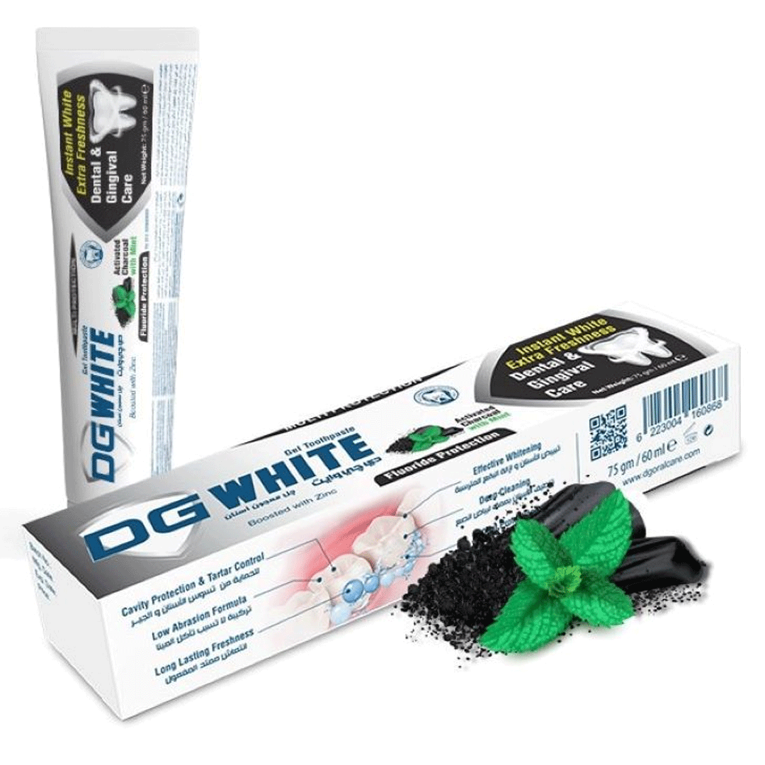 دى جى وايت معجون اسنان فحم و نعناع - DG White Toothpaste Charcoal &amp; Mint (60ml)
